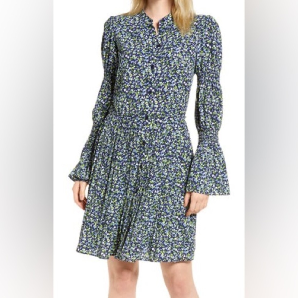 Michael Kors Poet Sleeve Floral Mini Dress